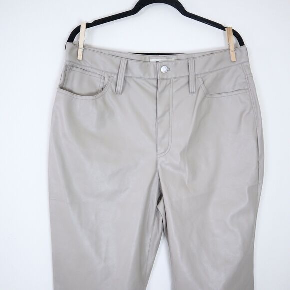 Madewell Size 32 The Perfect Vintage Faux Leather Straight Leg Pants Linen Cream - Picture 3 of 10